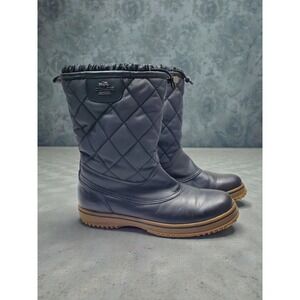 COACH Samara Black Leather Quilted Mid Calf Winter Boots Women's Size 8.5B